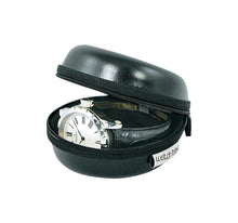 Load image into Gallery viewer, Watch Box Donut small travel hard case, shiny artificial leather, black