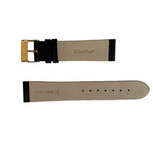Load image into Gallery viewer, Waterproof black smooth leather watch strap with gold buckle 20mm