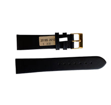 Load image into Gallery viewer, Waterproof black smooth leather watch strap with gold buckle 20mm