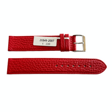 Load image into Gallery viewer, XL red watch leather strap with silver tone buckle 20mm