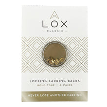 Load image into Gallery viewer, LOX classic locking earring backs gold tone - 2 pairs