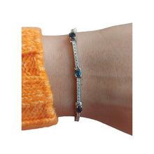 Load image into Gallery viewer, 14k white gold Tennis bracelet with brilliants and blue stones
