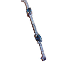 Load image into Gallery viewer, 14k white gold Tennis bracelet with brilliants and blue stones
