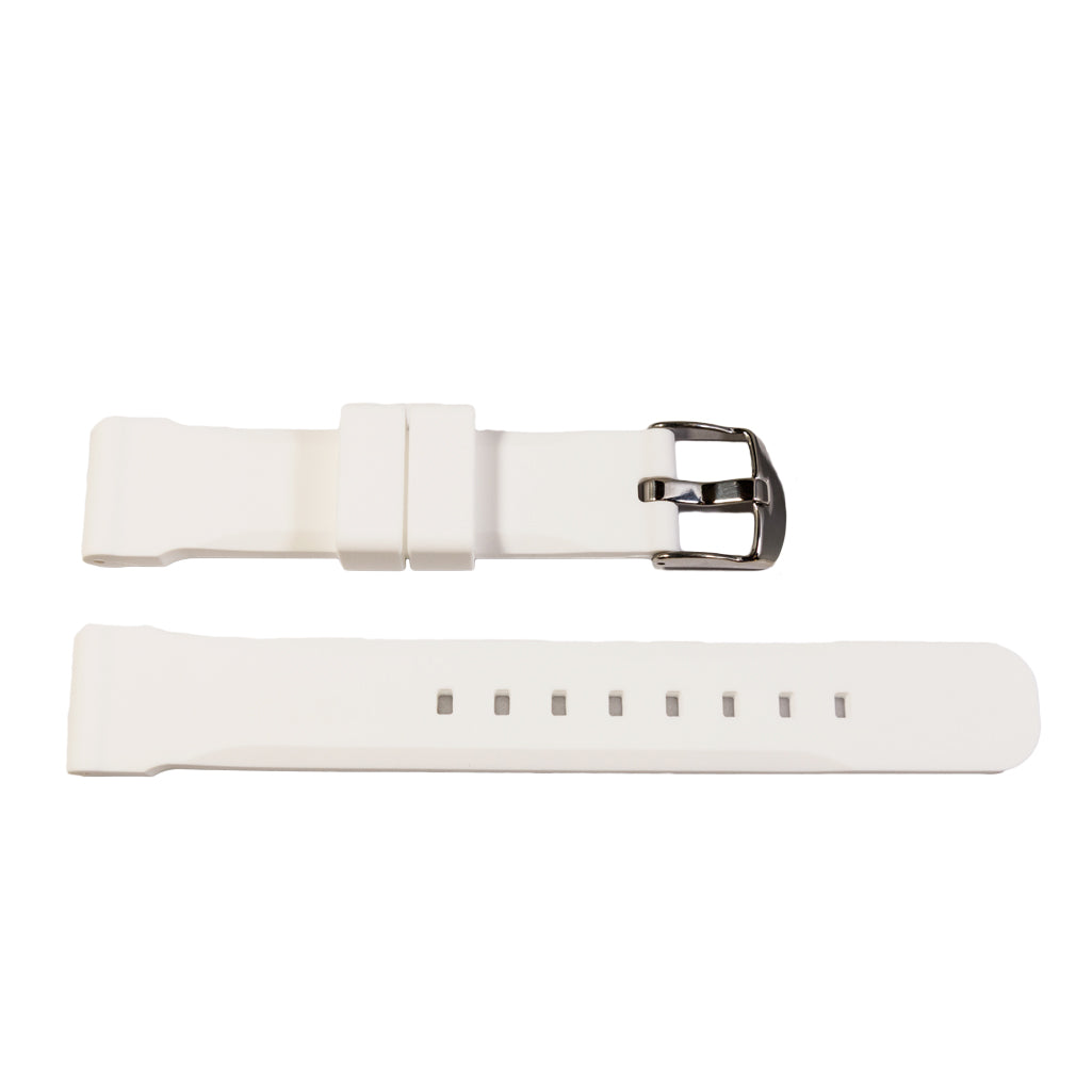 Chrono white silicone watch strap with stainless steel buckle unisex 18 mm