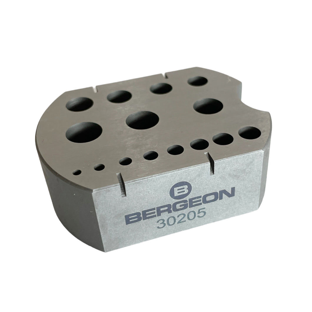 Bergeon 30205 riveting stake in steel tool with 15 holes 2.00 - 8.60 mm for watchmakers