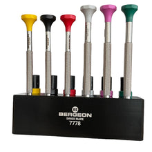 Load image into Gallery viewer, Bergeon 7778 watchmaker&#39;s stand with 6 screwdrivers with spare blades
