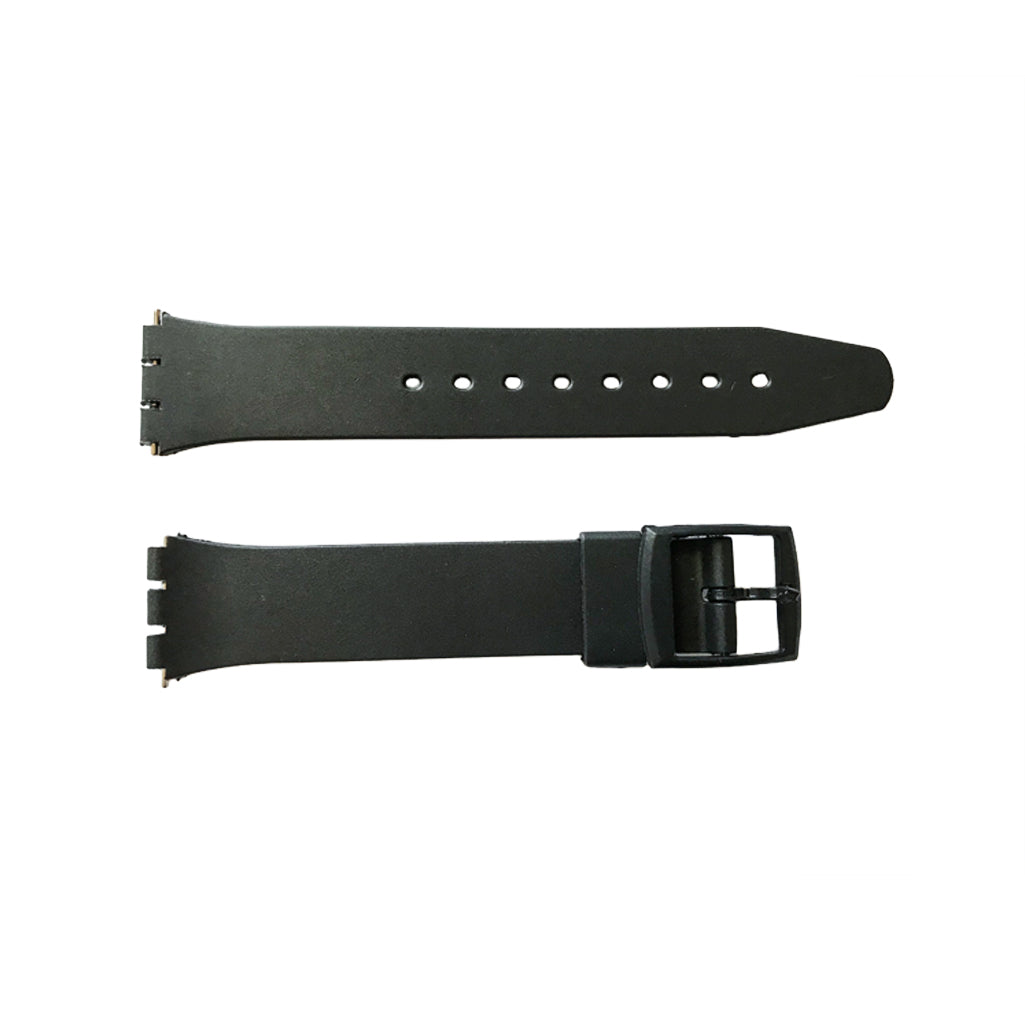 Black rubber special Swatch strap smooth with plastic clasp 17mm