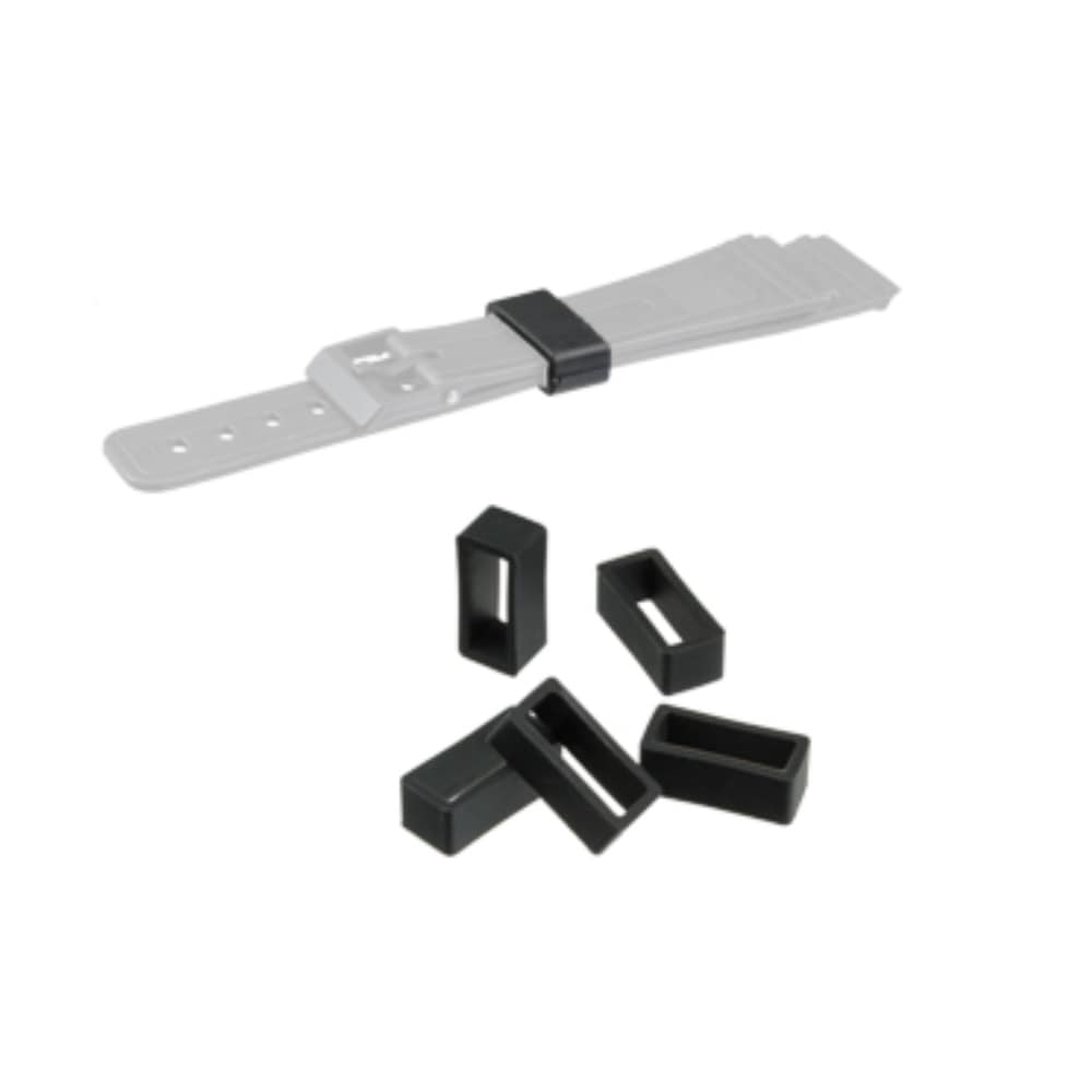 Black silicone keeper for watch strap, 22mm