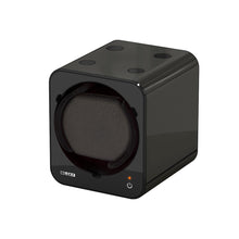 Load image into Gallery viewer, Boxy Fancy Brick black watch winder box for one watch combinable with adapter
