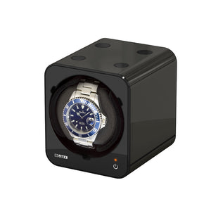 Boxy Fancy Brick black watch winder box for one watch combinable with adapter