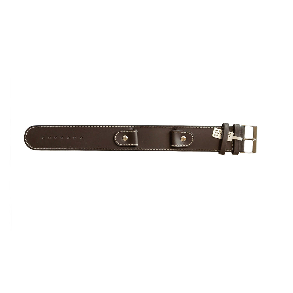 Brown Cowhide watch strap with high steel screw and wide leather base 18mm