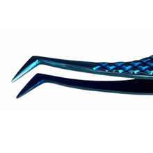 Load image into Gallery viewer, Buzzufy C11 curved 90° blue tweezer, non-magnetic for watchmakers and jewellers, 120mm
