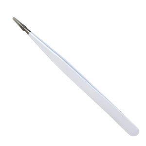 Buzzufy C16 white coated tweezer for watch parts, non-magnetic, 140mm