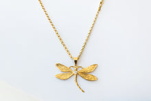 Load image into Gallery viewer, Charme Dragonfly Pendant 14k Solid Gold with necklace jewelry for ladies
