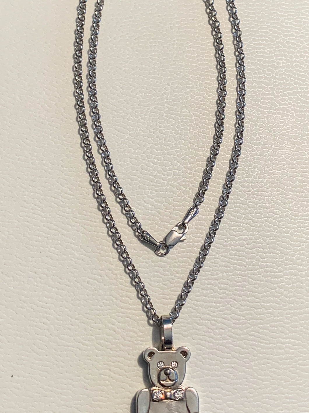 Charme Teddy Bear Pendant 14k White Gold with necklace jewelry for ladies