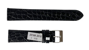 Croco pattern black leather watch strap 20 mm
