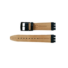 Load image into Gallery viewer, Dark blue special Swatch strap of artificial lizard leather with stitch plastic clasp 17mm

