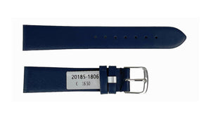 Dark blue waterproof leather watch strap 18 mm