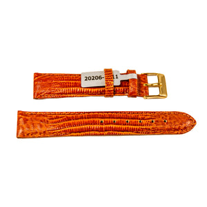 Golden-brown Teju Lizard leather watch strap with gold tone buckle 18 mm
