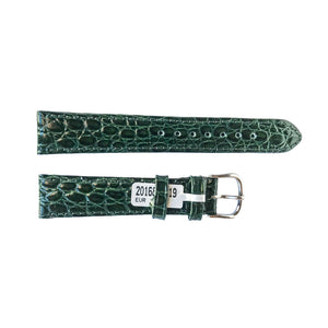Green Croco pattern leather watch strap with silver tone buckle 18 mm