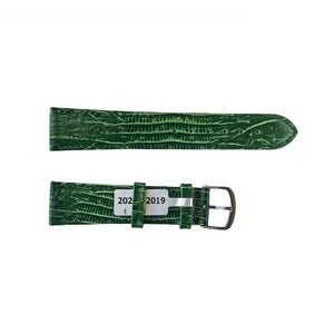 Green Teju Lizard leather watch strap with silver tone buckle 20 mm