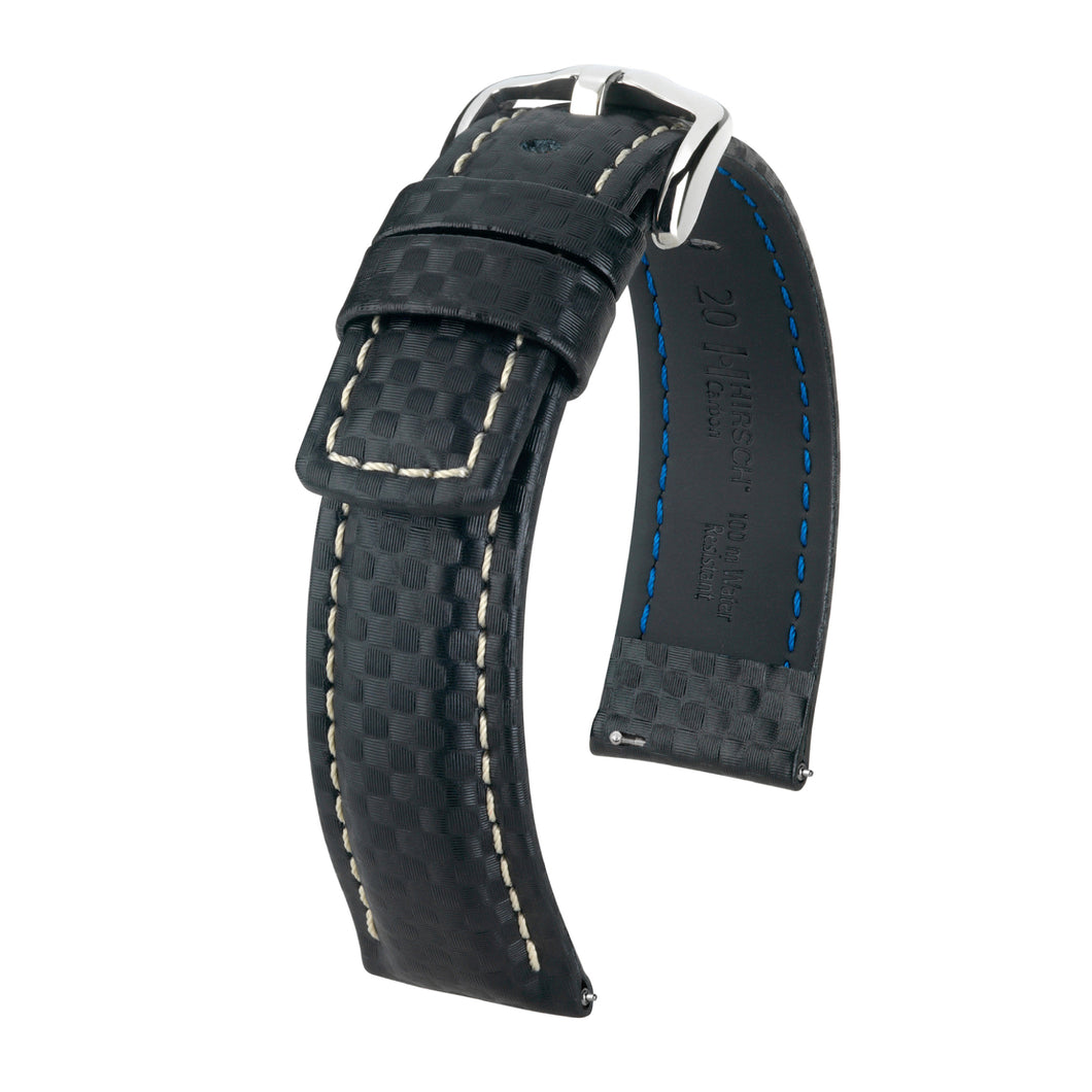 Hirsch 02592050-2-20 carbon black watch strap L 20mm