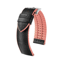 Load image into Gallery viewer, Hirsch Andy M black with pink calf leather watch strap
