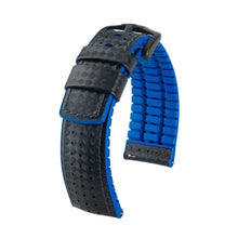 Load image into Gallery viewer, Hirsch Ayrton L black and blue calf leather watch strap 20 mm 0918092050-5-20
