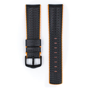 Hirsch Ayrton L black and orange calf leather watch strap 20 mm 0917692050-5-20