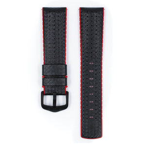 Hirsch Ayrton L black and red calf leather watch strap 20 mm 0912092050-5-20