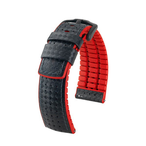 Hirsch Ayrton L black and red calf leather watch strap 20 mm 0912092050-5-20