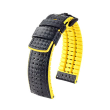 Load image into Gallery viewer, Hirsch Ayrton L black and yellow calf leather watch strap 20 mm 0917292050-5-20
