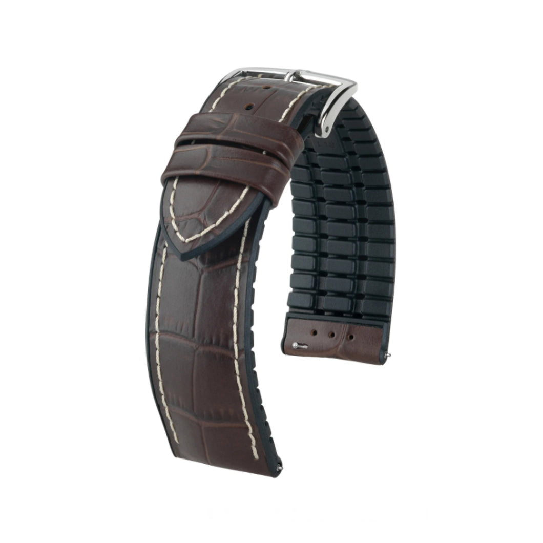 Hirsch George L dark brown calf leather strap for watch 22 mm 0925128010-2-22