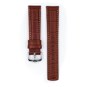 Hirsch Grand Duke L golden brown embossed leather watch strap, 20 mm, 02528070-2-20