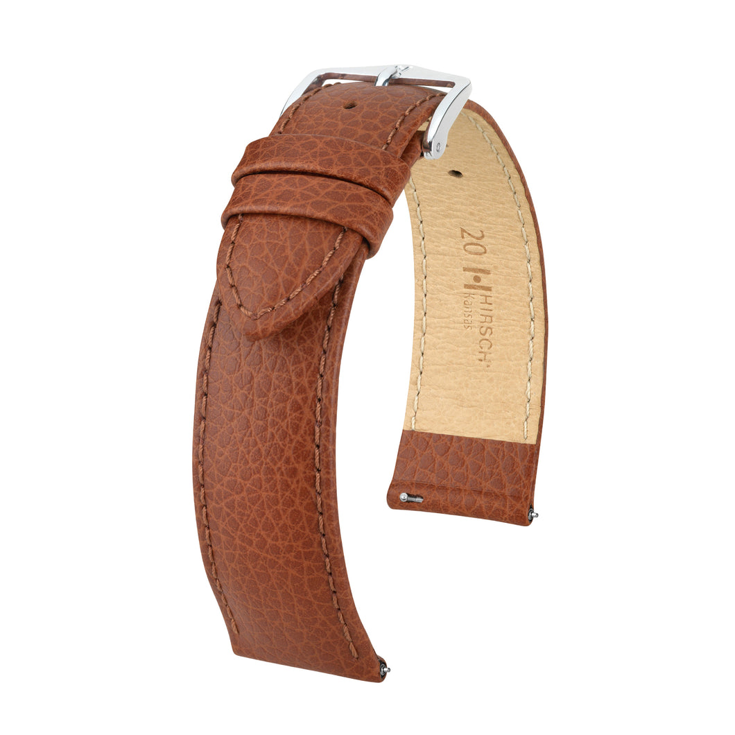 Hirsch Kansas L 01502070-2-20 Golden brown leather watch strap 20 mm