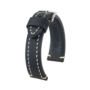 Hirsch Liberty Artisan L black calf leather watch strap 24 mm 10900250-2-24