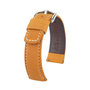 Hirsch Mariner L gold brown calf leather watch strap 18 mm 14502170-2-18