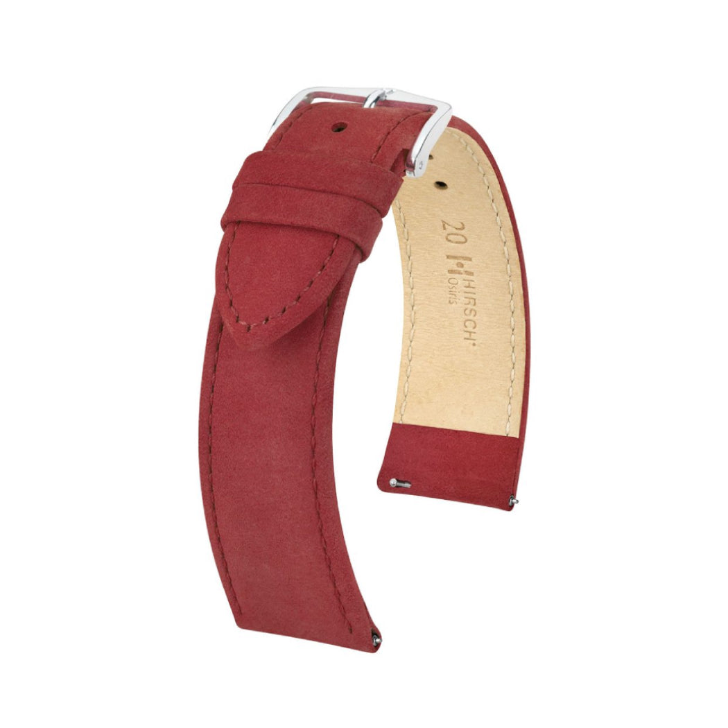 Hirsch Osiris Nubuk 03433061-2-20 red watch strap 20/18 mm