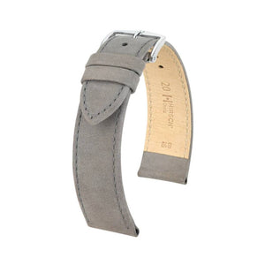 Hirsch Osiris Nubuk 03433130-2-16 grey calf leather watch strap 16 mm