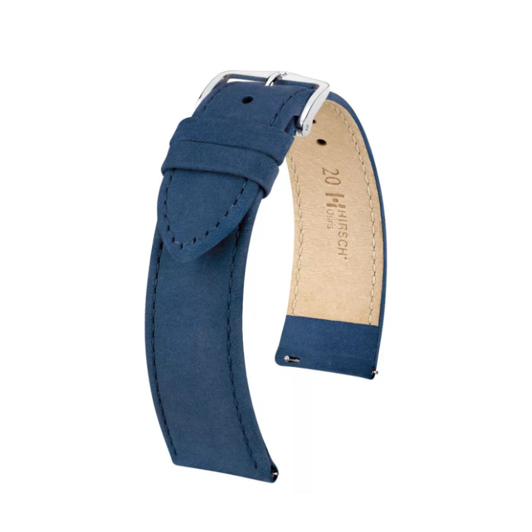 Hirsch Osiris Nubuk 03433180-2-18 blue watch strap 18/16 mm