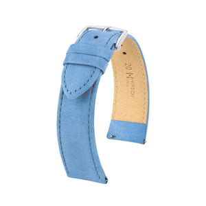 Hirsch Osiris Nubuk 03433183-2-16 light blue calf leather watch strap 16 mm