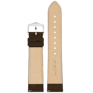 Hirsch Osiris Nubuk dark brown calf leather watch strap, 20 mm, 03433010-2-20