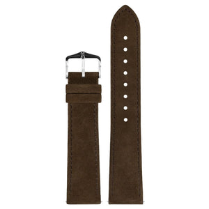Hirsch Osiris Nubuk dark brown calf leather watch strap, 20 mm, 03433010-2-20