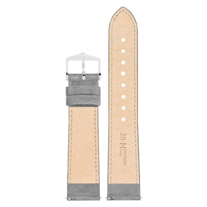 Hirsch Osiris Nubuk grey calf leather watch strap, 20 mm, 03433030-2-20