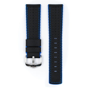 Hirsch Robby L black and blue calf leather watch strap 20 mm 0918094050-4-20