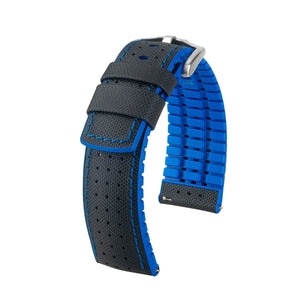 Hirsch Robby L black and blue calf leather watch strap 20 mm 0918094050-4-20