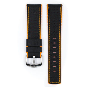 Hirsch Robby L black and orange calf leather watch strap 20 mm 0917694050-4-20