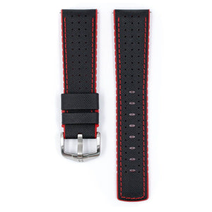 Hirsch Robby L black and red calf leather watch strap 20 mm 0912094050-4-20