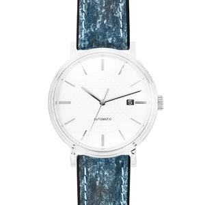 Hirsch Stone L blue leather watch strap, 21 mm, 0925044080-5-21