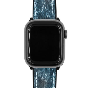 Hirsch Stone L blue leather watch strap, 21 mm, 0925044080-5-21